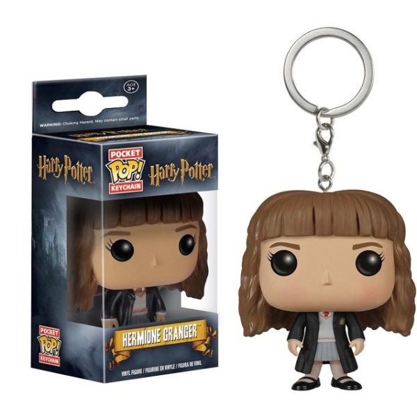 Porte-clés Hermione Granger dans sa boîte en figurine POP sur fond blanc